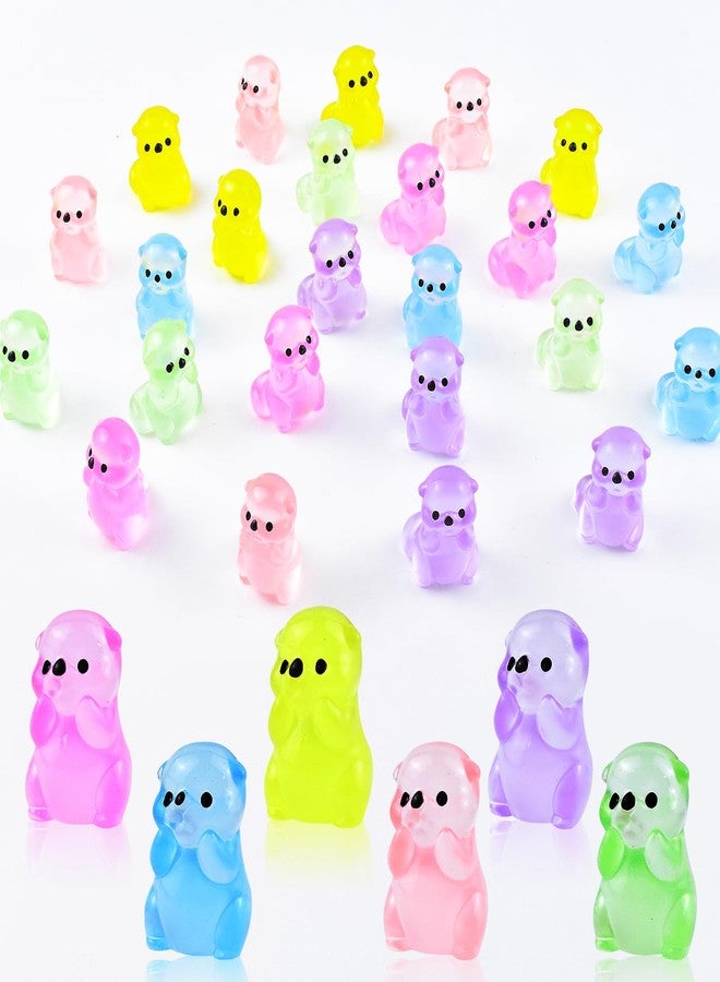 HOMICO 24 Pieces Luminous Mini Otter Resin Animals for Dollhouse Fairy Garden Birthday Decorations - Image 1
